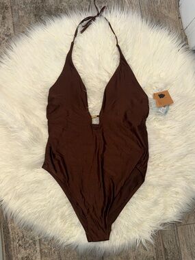 Mocha brown High Leg Cheeky Swimsuit